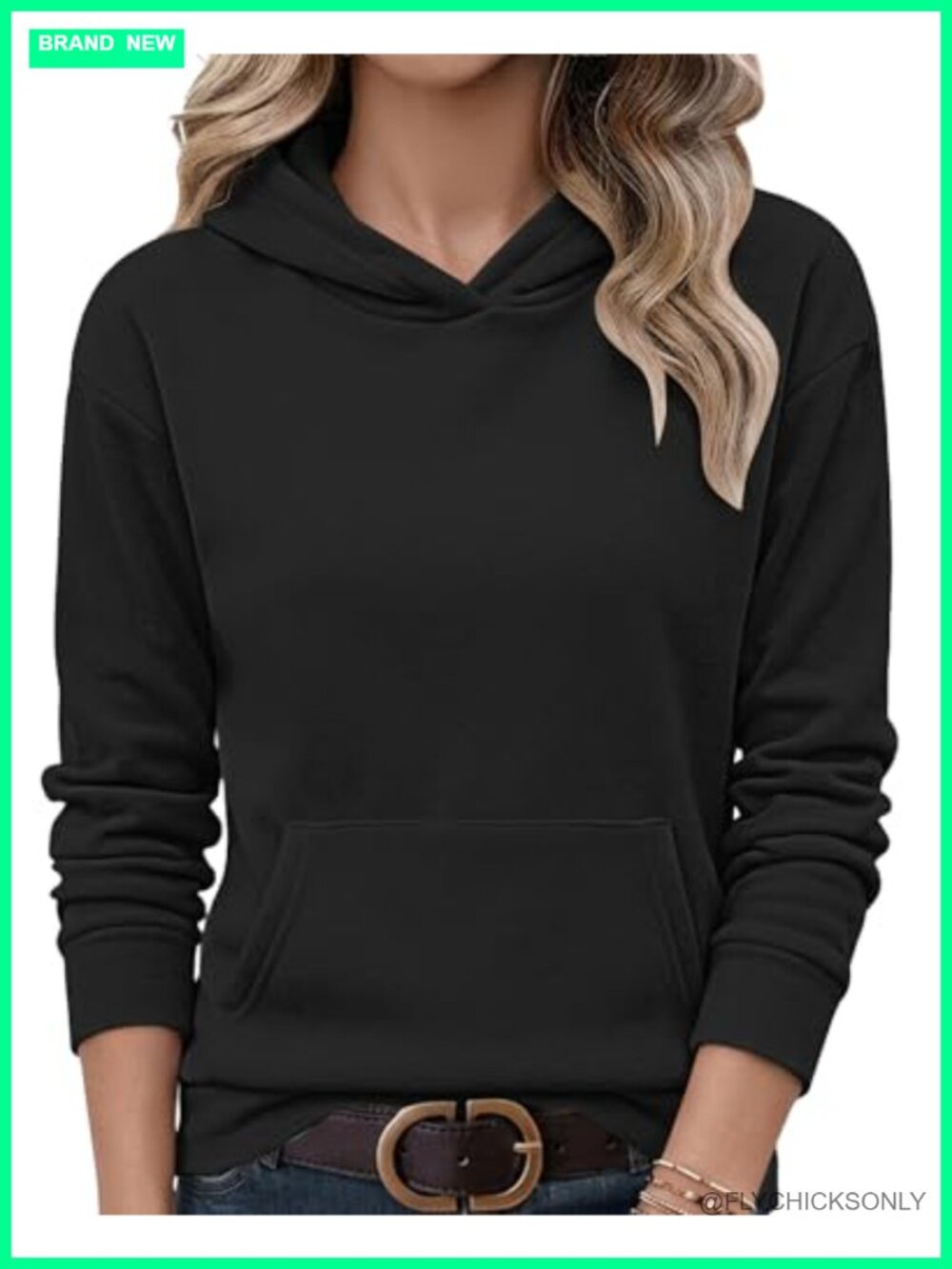 Women's Crewneck Sweatshirt Long Sleeve Pullover Kangaroo Pocket Relaxed Fit